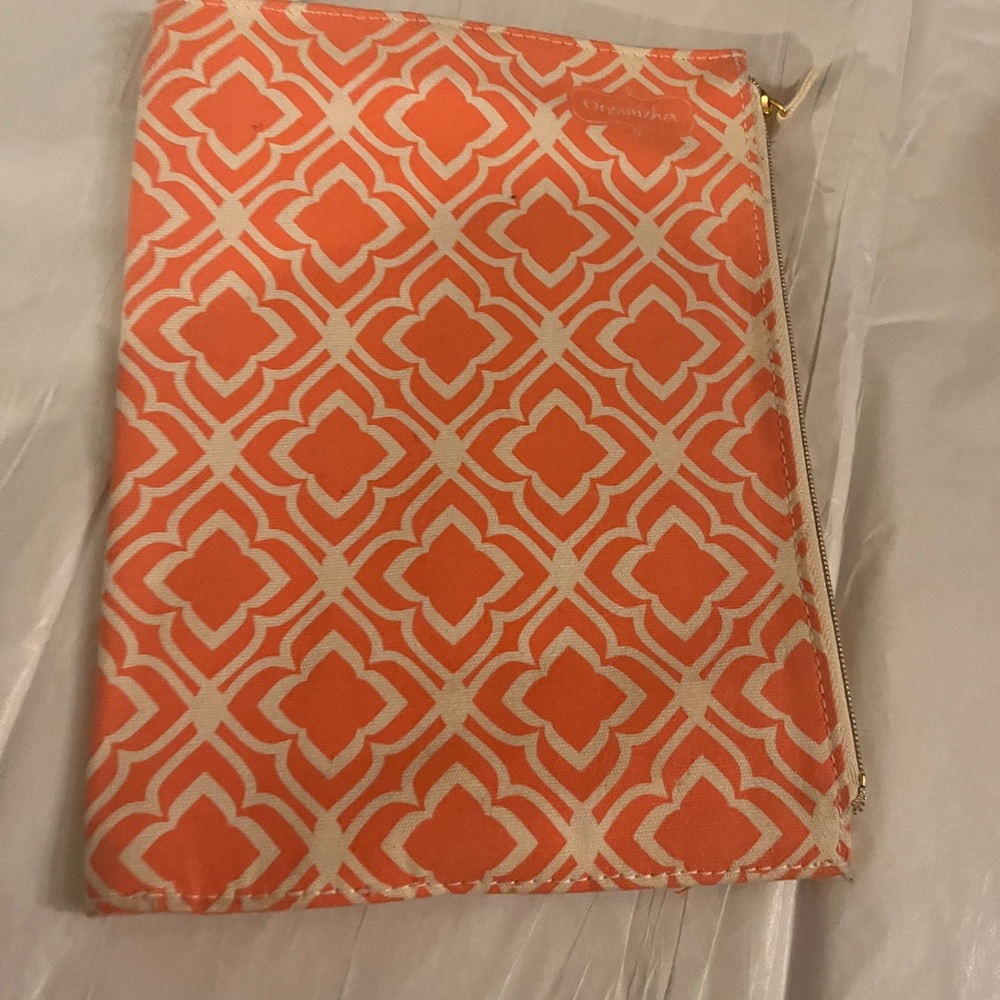 Orange Geometric Design Pencil Case/ journal or planner cover with zipper
